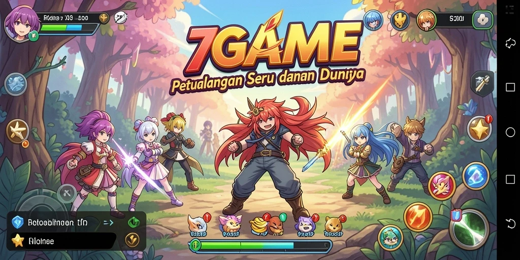Tampilan gameplay <strong>7GAME</strong> yang menampilkan pertarungan karakter Anime.