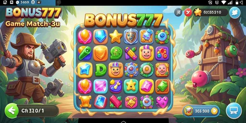 Tampilan gameplay seru dari BONUS777 dalam mode Match-3.