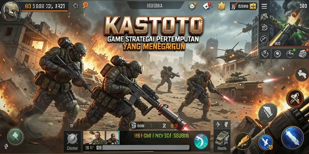 Tampilan screenshot KASTOTO menampilkan pertempuran strategis yang mendebarkan.