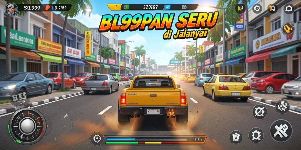 Screenshot menunjukkan aksi balap mendebarkan dalam SL999.