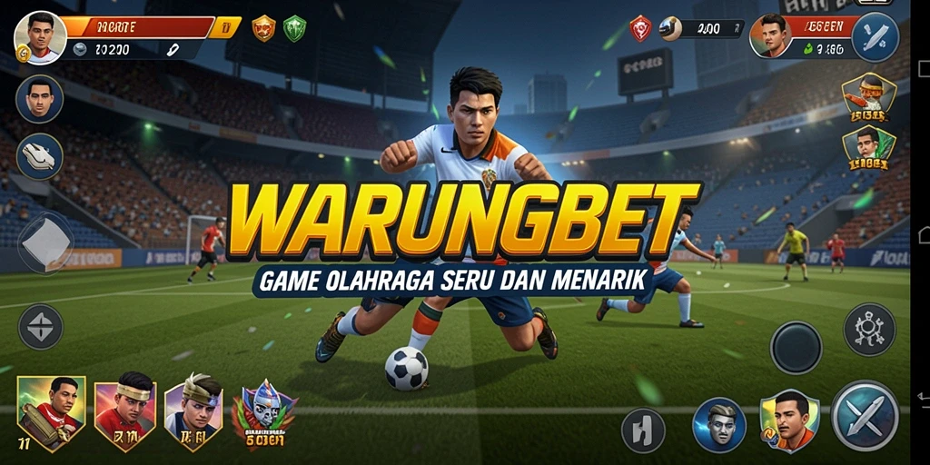 Tampilan screenshot utama WARUNGBET menampilkan aksi pertandingan olahraga yang seru.